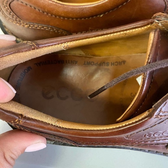 Ecco | Brown Leather Mens Dress Oxford Shoes Dressy‎ 39 - Picture 6 of 8